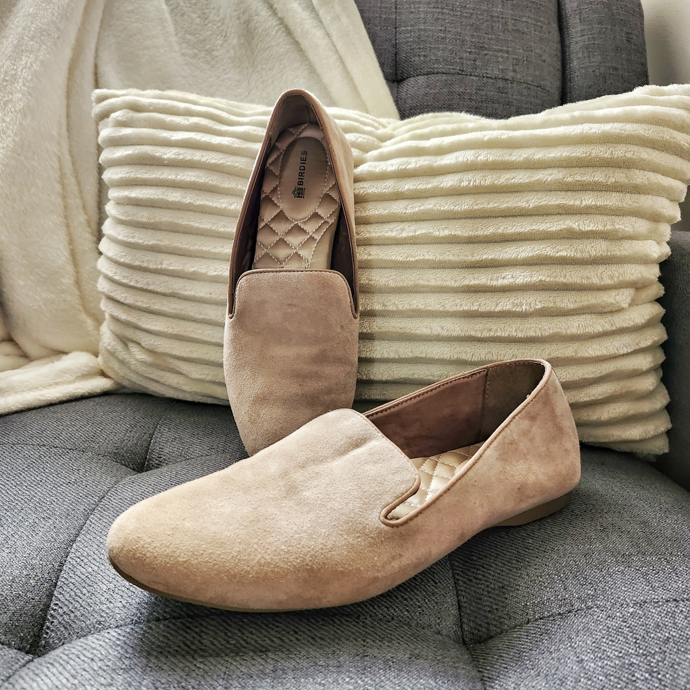 Women's Beige Suede Loafers